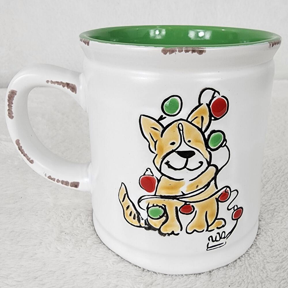 Spectrum Designz Bulldog in Christmas Lights Distressed Look Ceramic Coffee Mug